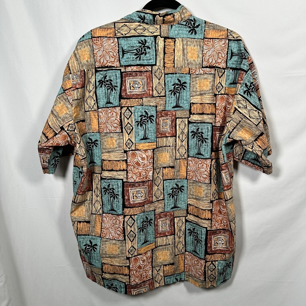 Cooke Street tropical cotton relaxed patchwork palm aloha shirt L multicolor - Picture 7 of 10